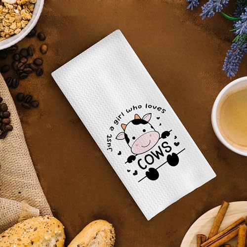 Just A Girl Who Loves Cows Dish Towels - 16x24 Inch Waffle Fabric