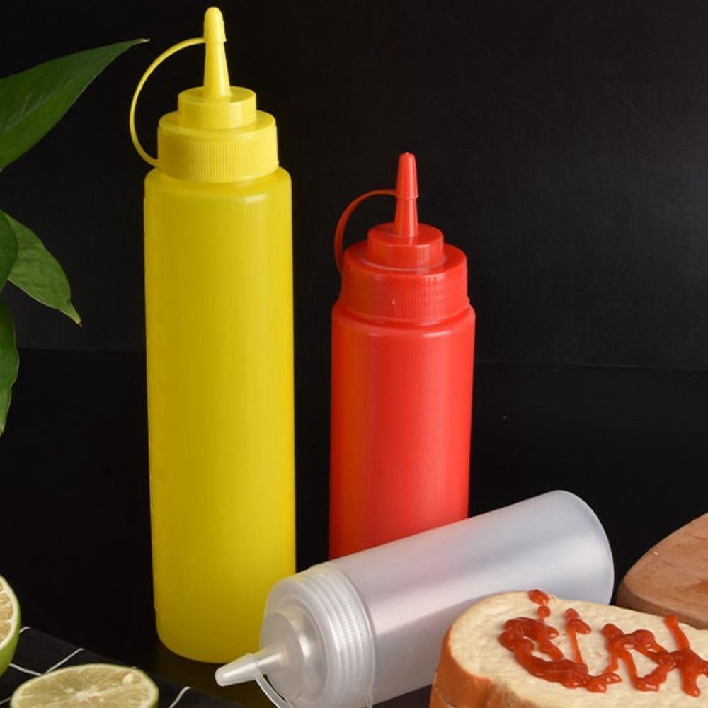 Plastic Squeeze Bottles with Cap 300ml Single Hole White