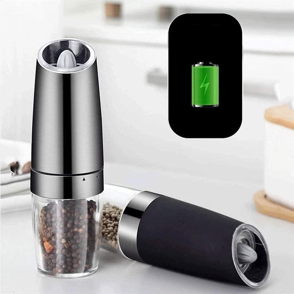 Elegant Salt Pepper Grinder Set with LED Light