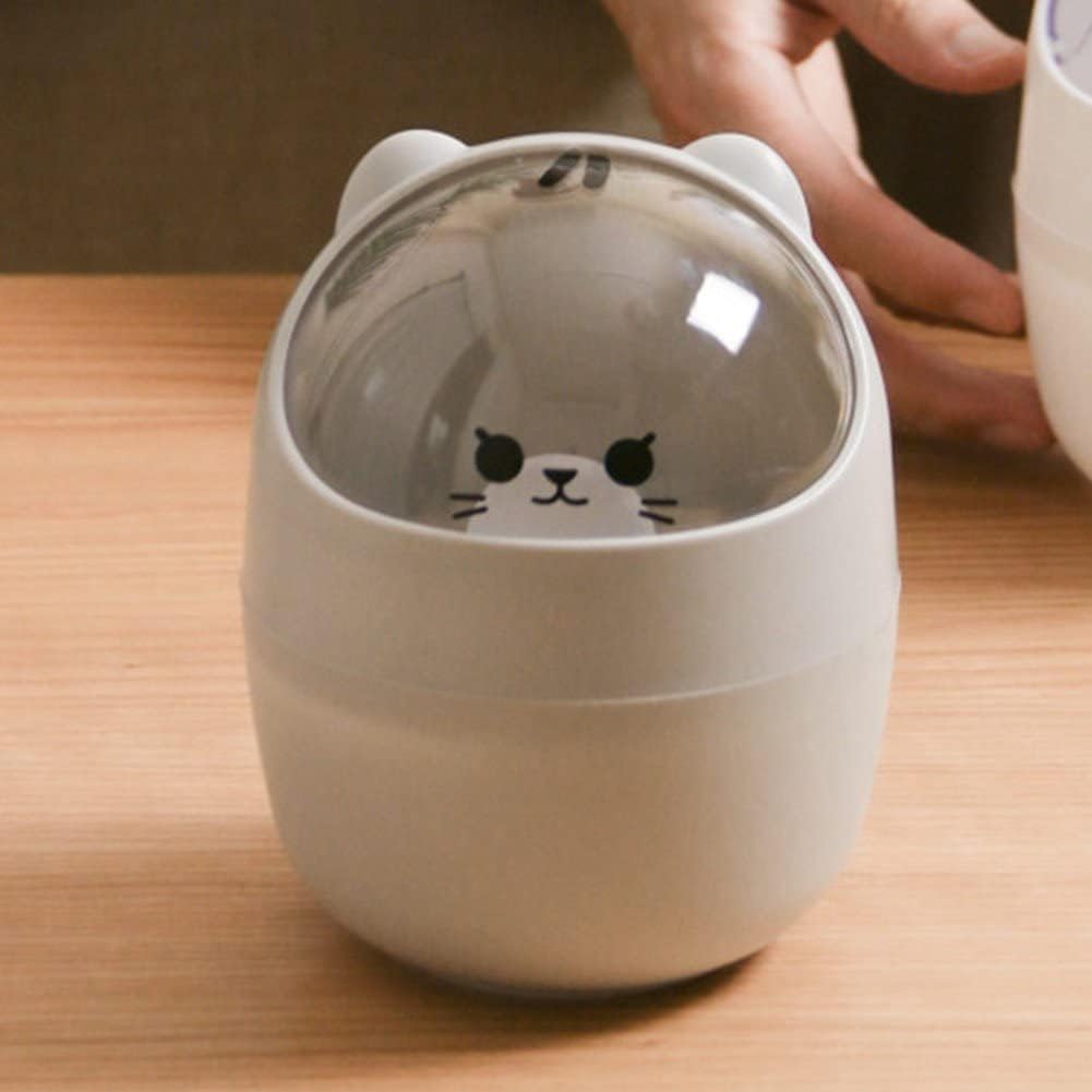 Cute Desktop Trash Can with Flip Lid for Kids