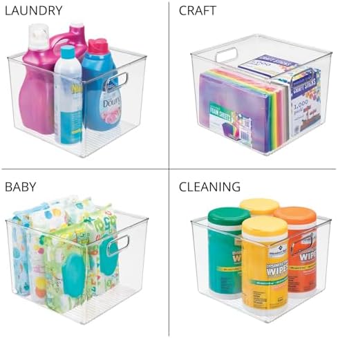 mDesign Clear Plastic Storage Bins with Handles 8 Pack 1
