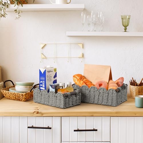 DUOER Wicker Storage Basket for Toilet Tank Top Gray