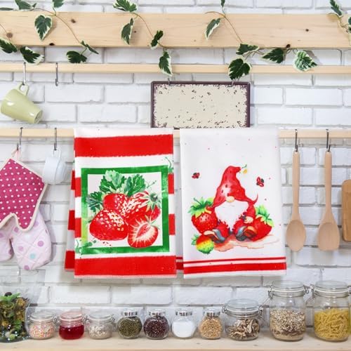 Sratte 6 Pcs Strawberry Kitchen Towels Set