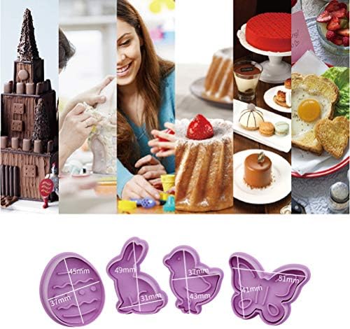 4Pcs Easter Cake Molds 3D Plastic Cookie Molds Non-Stick DIY Baking Tools