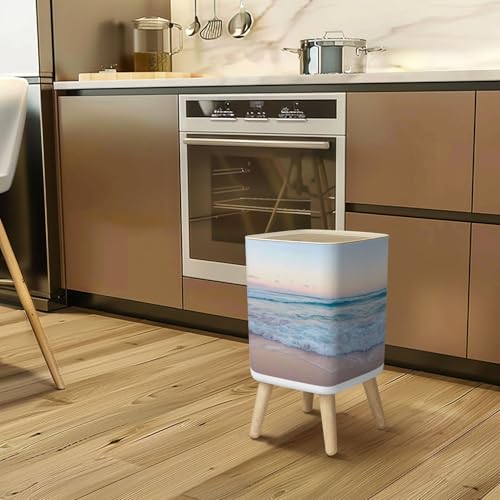 Ocean Waves Trash Can 26 Gallon with Lid
