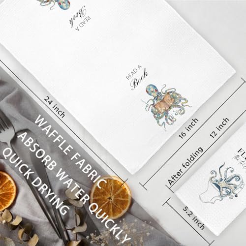 Funny Octopus Bath Towel Set of 2 - 16x24in