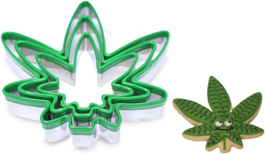 Hello High 3PC Leaf Cookie Cutter Set - Steel Metal 420 Baking Supplies
