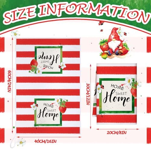 Sratte 6 Pcs Strawberry Kitchen Towels Set