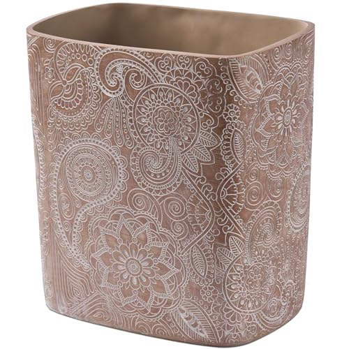 Polytree Boho Flowers Wastebasket 18 Gallon Retro Brown