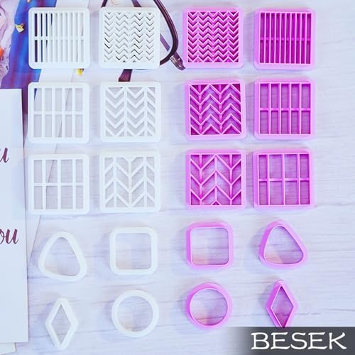 BESEK 10 Pcs Square Polymer Clay Cutters for Jewelry