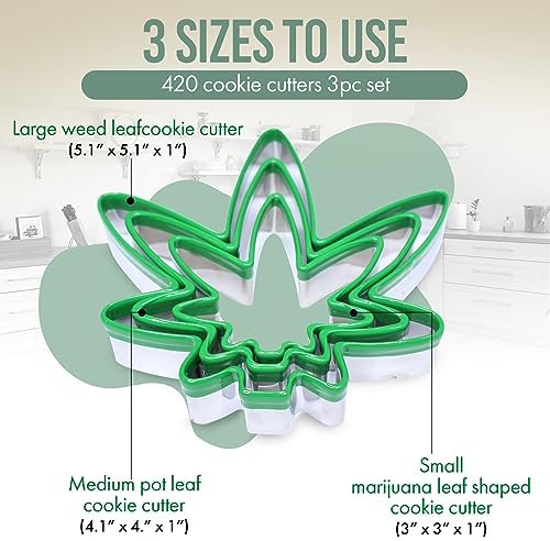 Hello High 3PC Leaf Cookie Cutter Set - Steel Metal 420 Baking Supplies