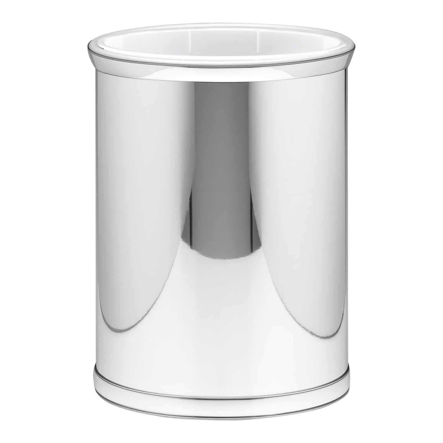 Kraftware Mylar Wastebasket Set 13 Quart Chrome with Trim