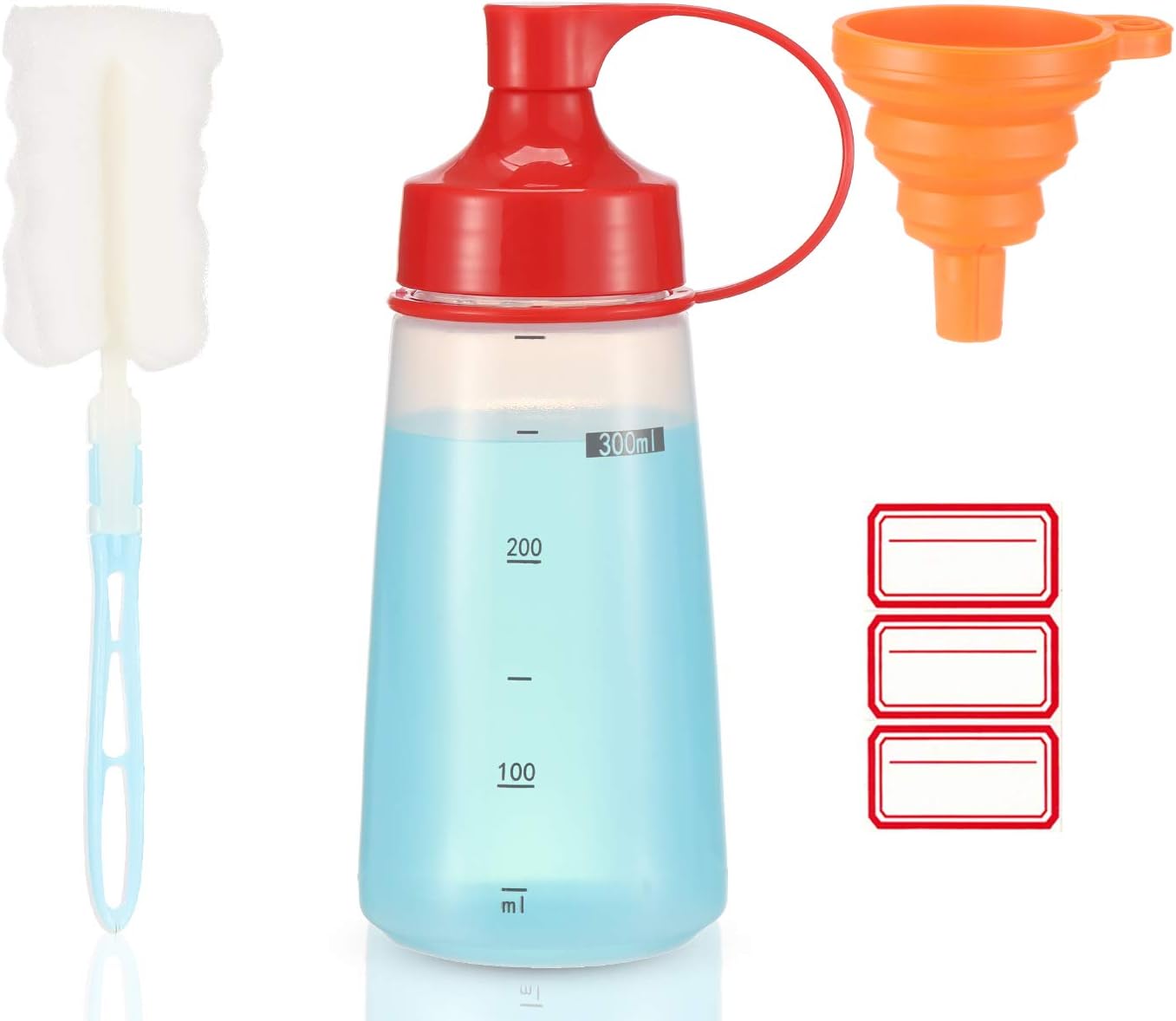 Ondiomn 300ml Clear Squeeze Bottles for Condiments and Baking