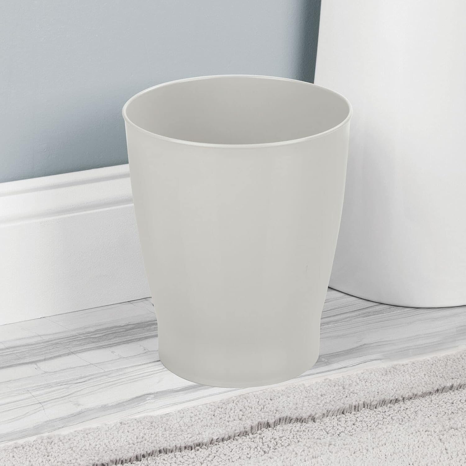mDesign Round Plastic Wastebasket - 125 Gallon Light Gray