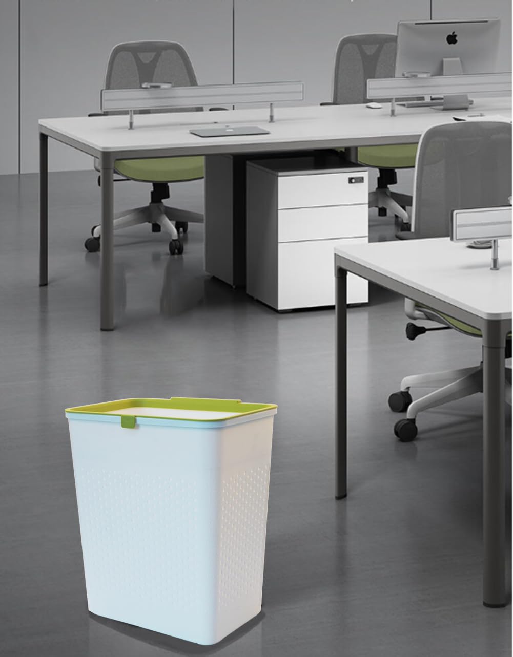 Feisco 3 Gallon White Wastebasket for Bathroom Kitchen