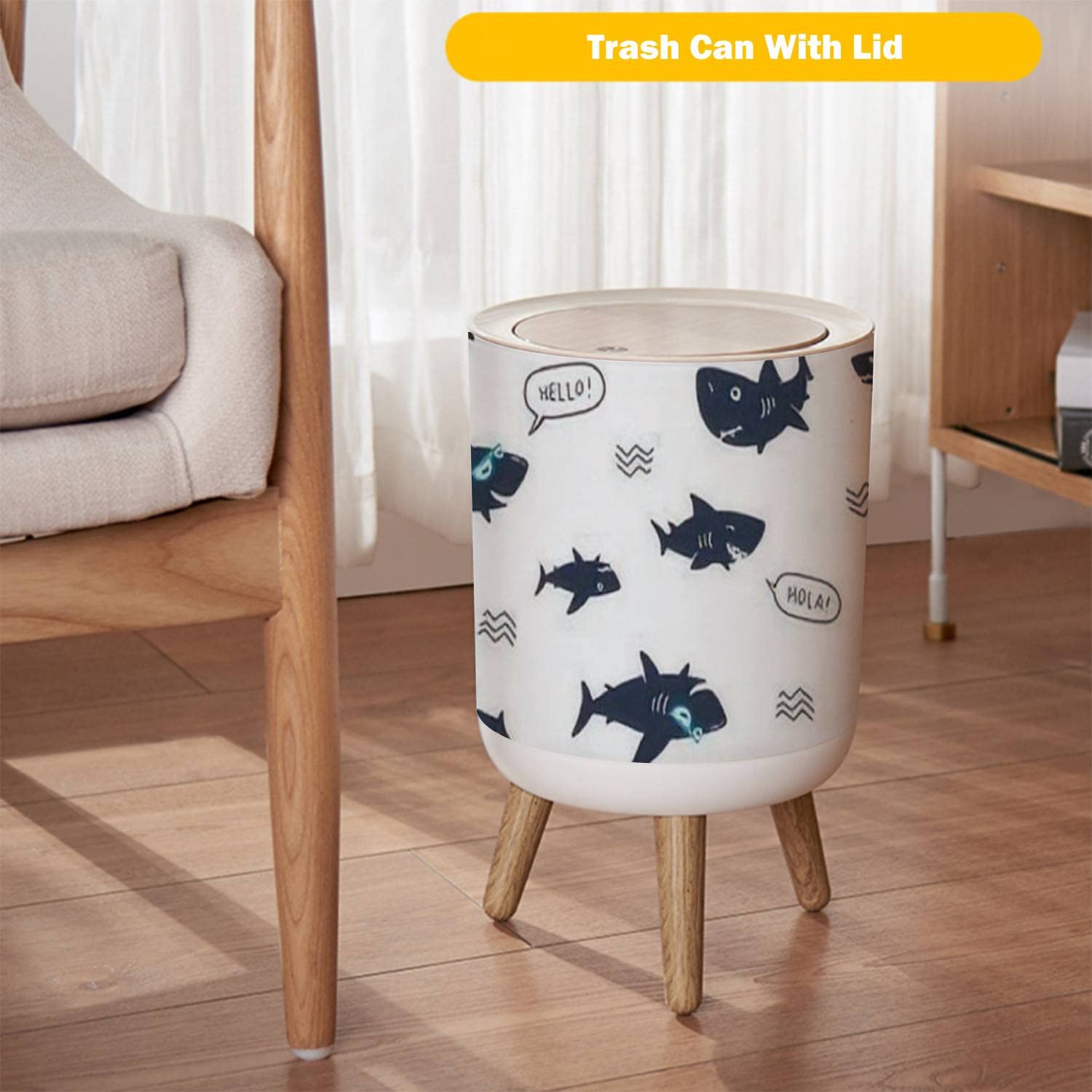 Small Trash Can with Cute Shark Design 867x143inch