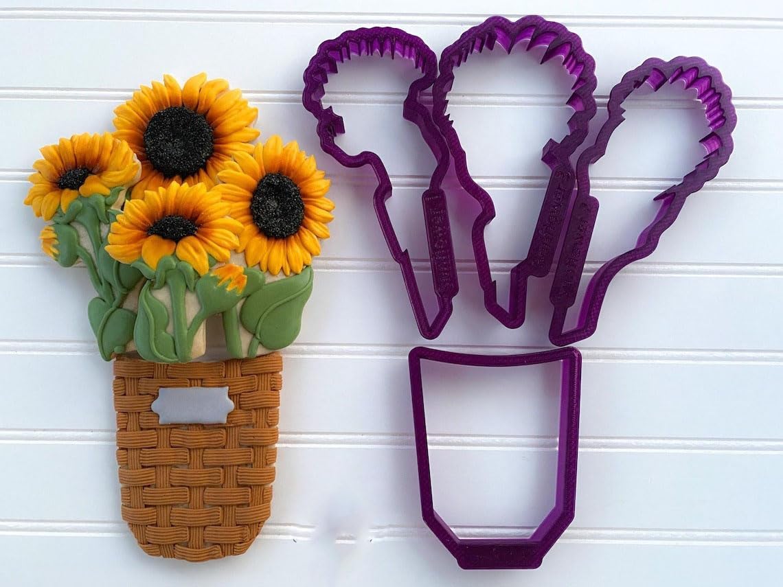 Cute Cookie Cutters with Sunflower Bouquet Design