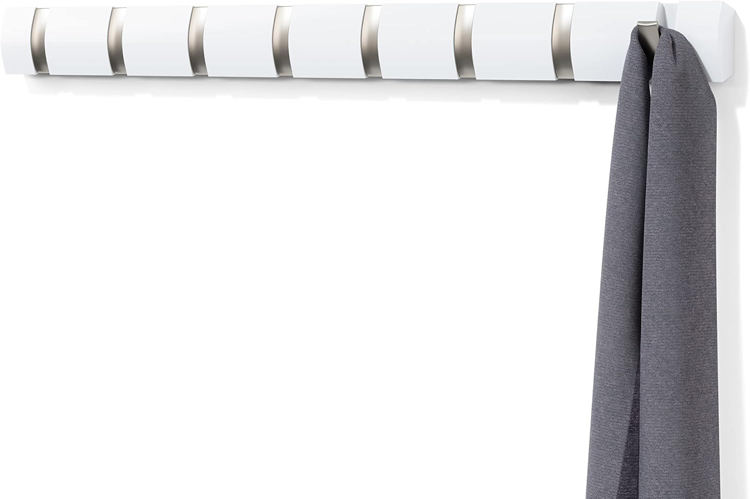 Umbra Flip Wall-Mounted Coat Rack Rail with 8 Hooks