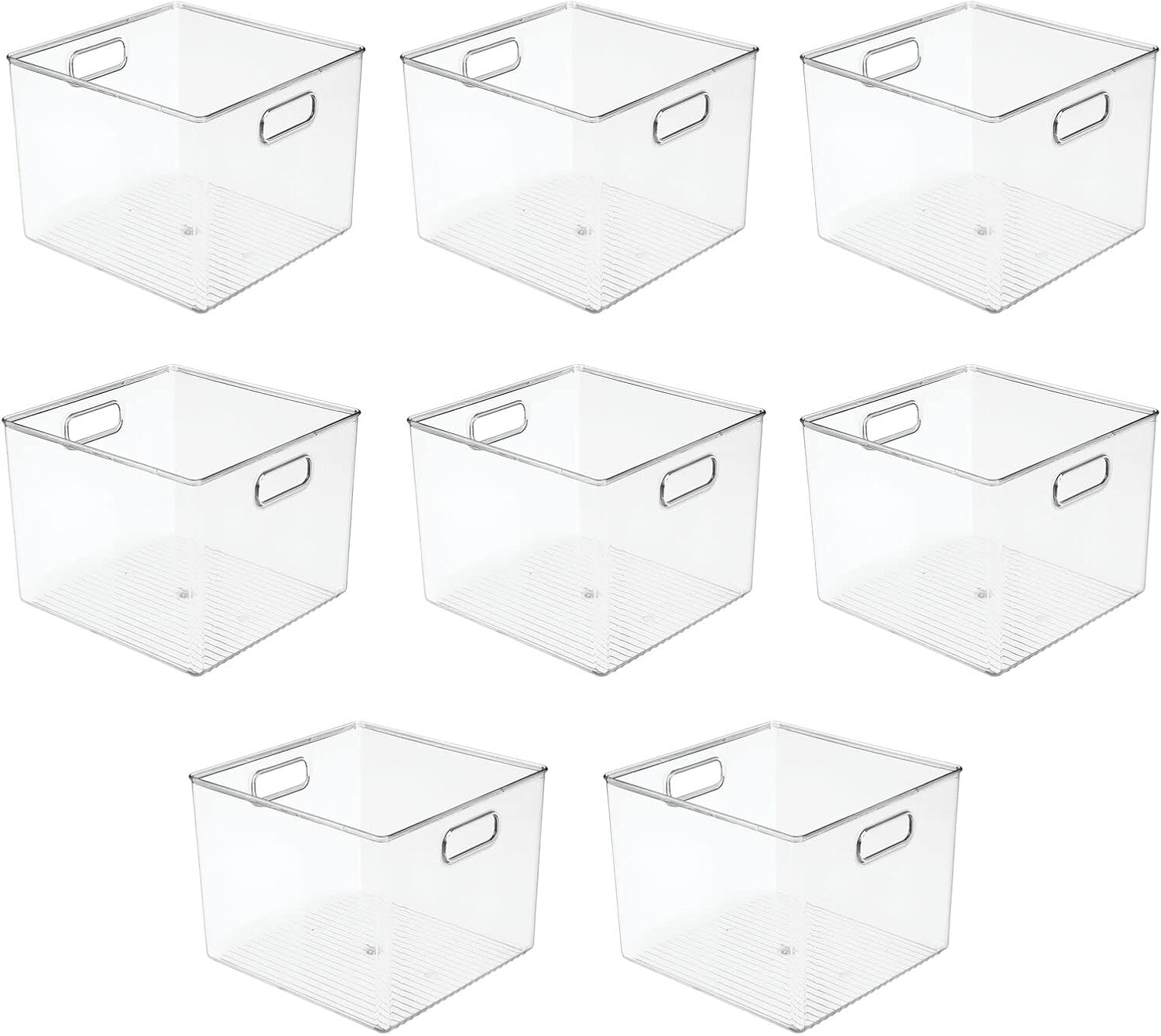 mDesign Clear Plastic Storage Bins with Handles 8 Pack 1