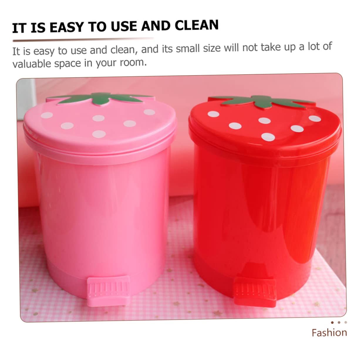 BUGUUYO Cute Strawberry Shaped Trash Can for Kids and Office