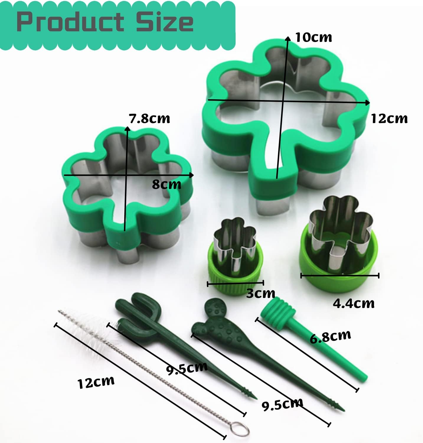 Crethinkaty Shamrock Shape Sandwich Cutters 8PCS Mini Cookie Stamps Mold for Easter