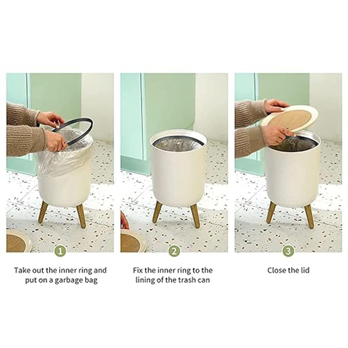 Cute Baby Owl Trash Can with Lid 7L 1
