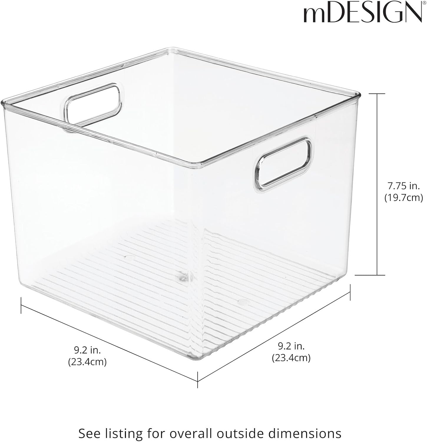 mDesign Clear Plastic Storage Bins with Handles 8 Pack 1