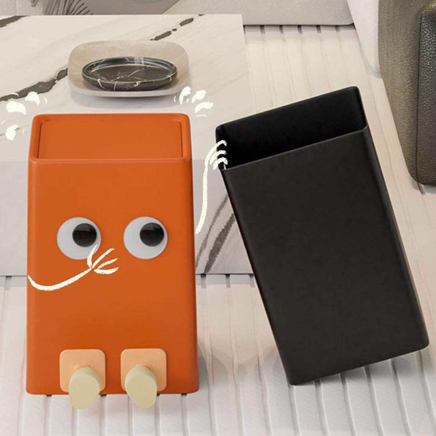 leasote Cartoon Trash Bin for Kids Bathroom Kitchen Office Orange L