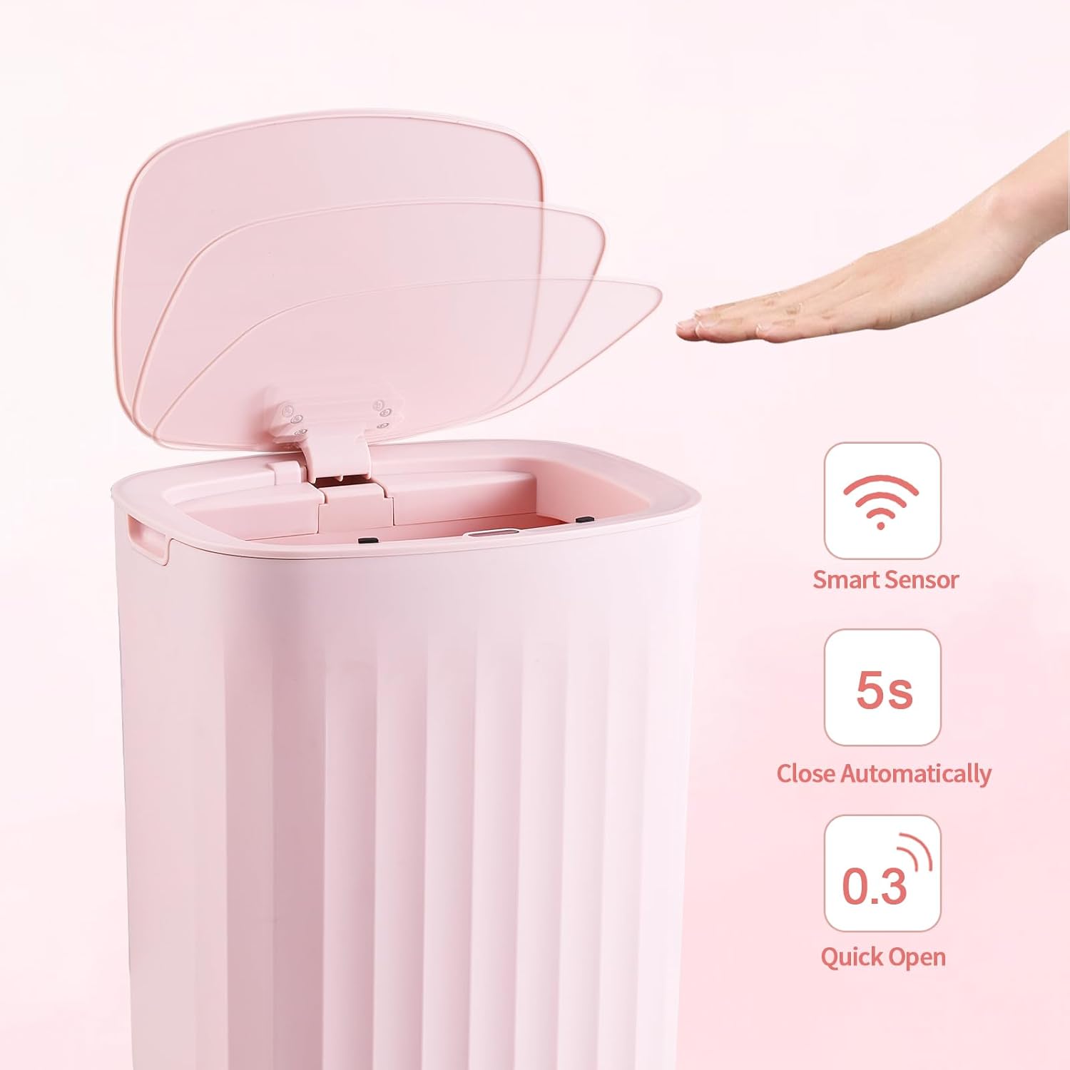 ELPHECO 35 Gallon Motion Sensor Trash Can with Lid Pink