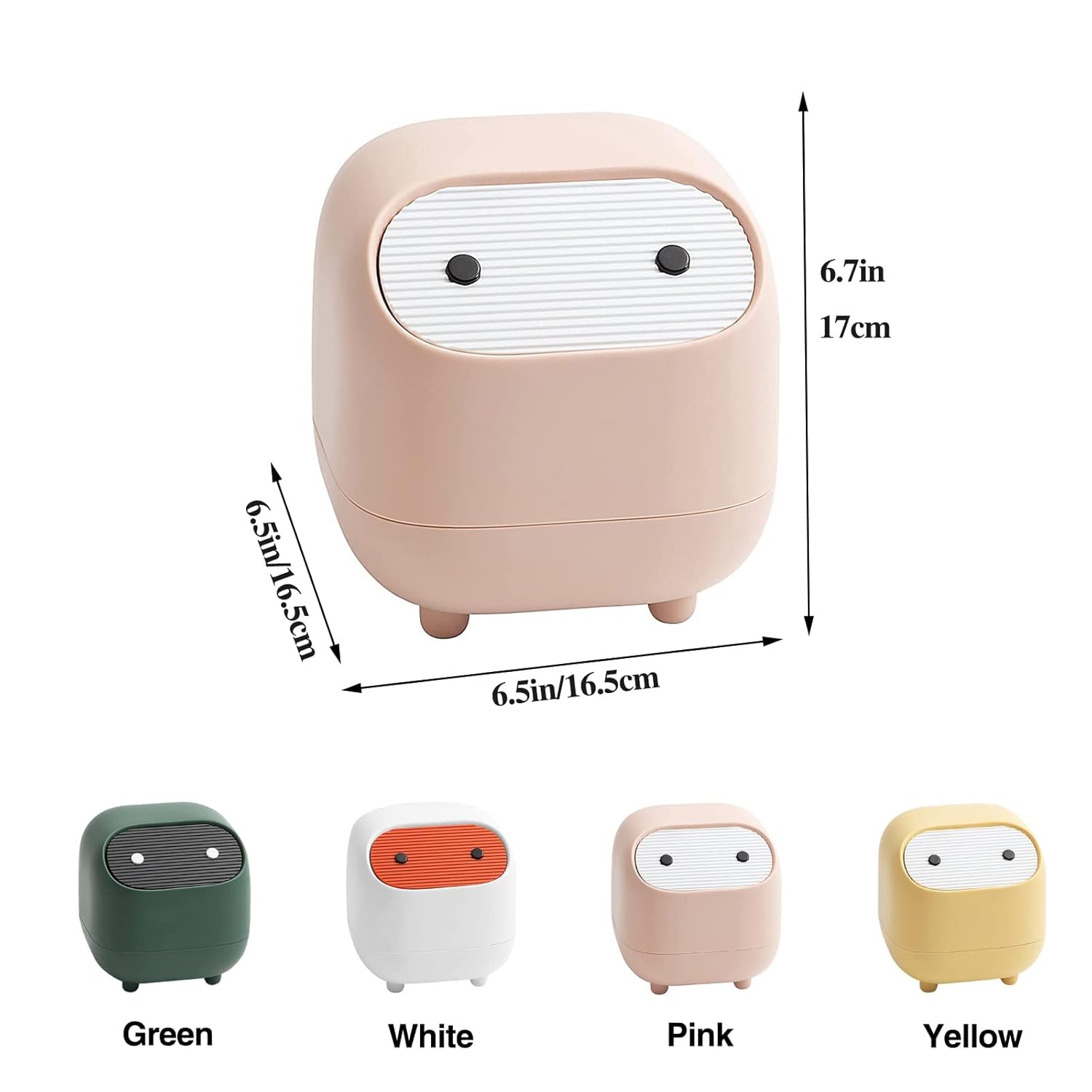 Mini Trash Can with Lid - Cute Ninja Design Pink