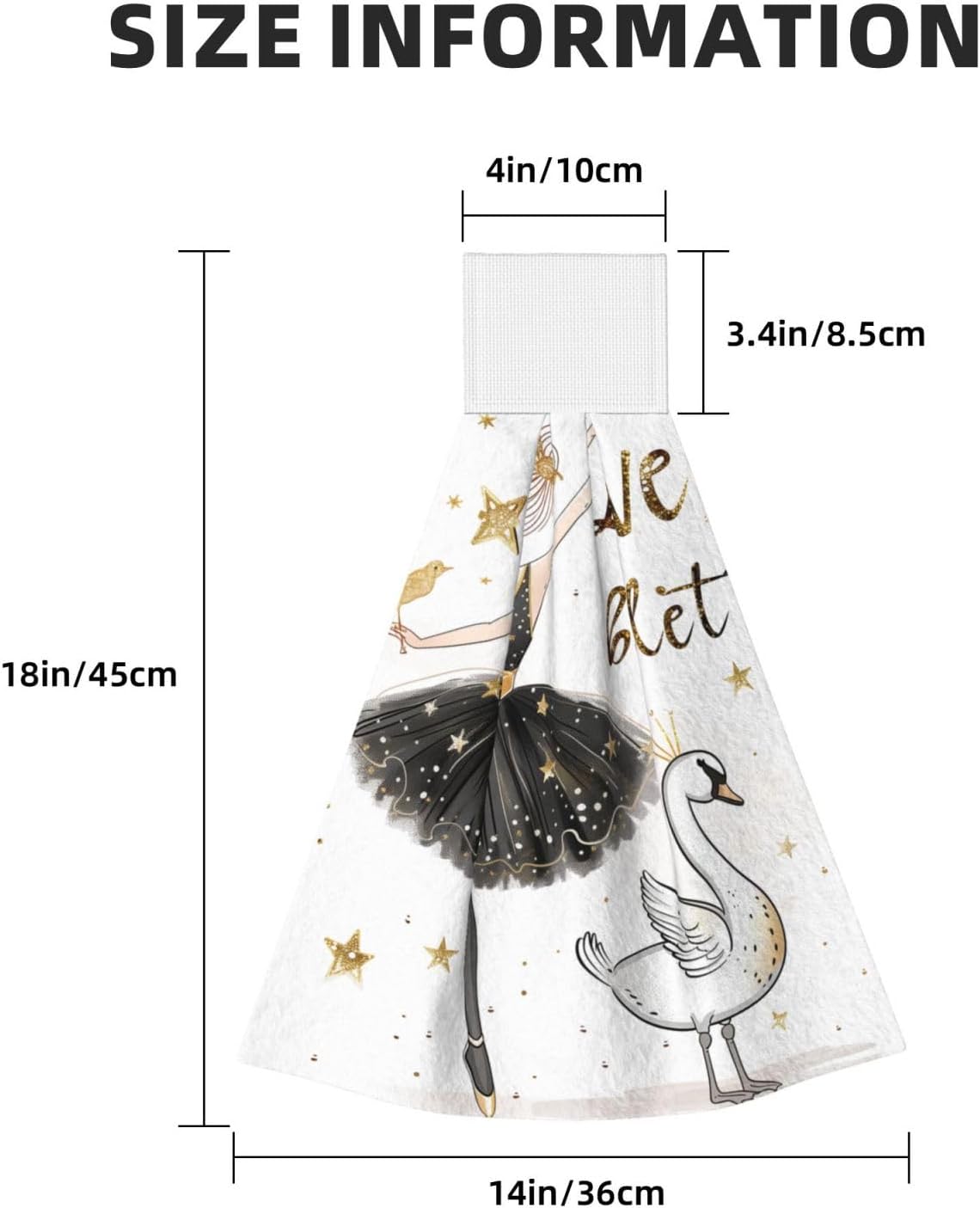 OSAM SPACE Ballerina Girl Theme Dish Towel with Loop