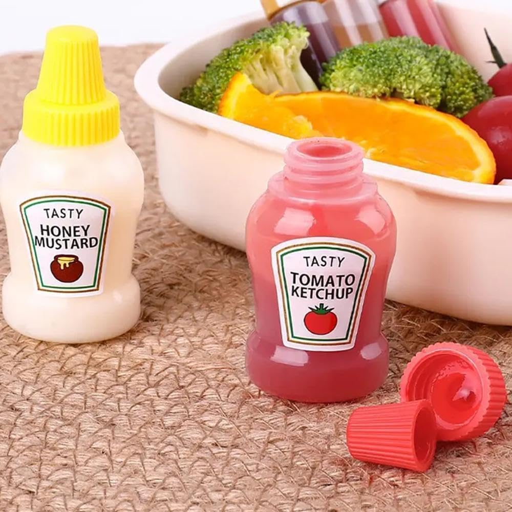 Sluswallow 4Pcs Mini Ketchup Bottles for Bento Box