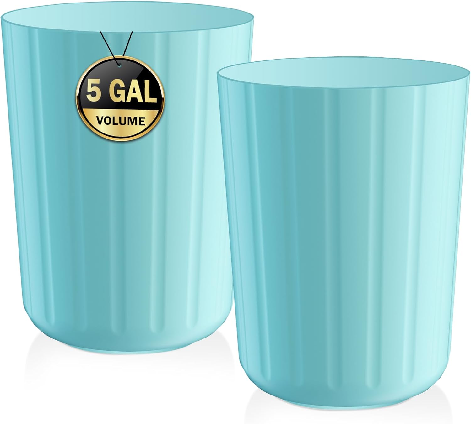 2Pack 5 Gallon Blue Trash Can Durable Easy to Clean