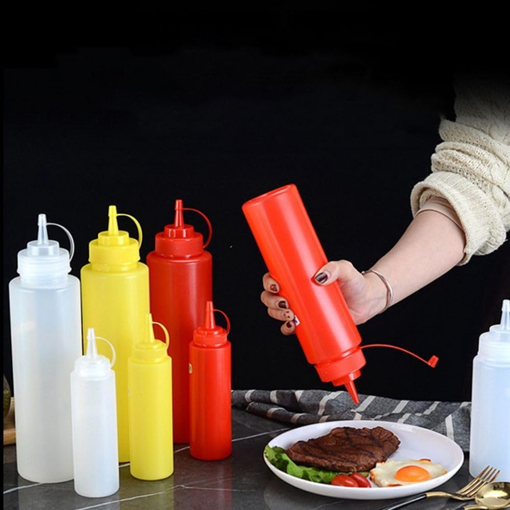 Plastic Squeeze Bottles with Cap 300ml Single Hole White