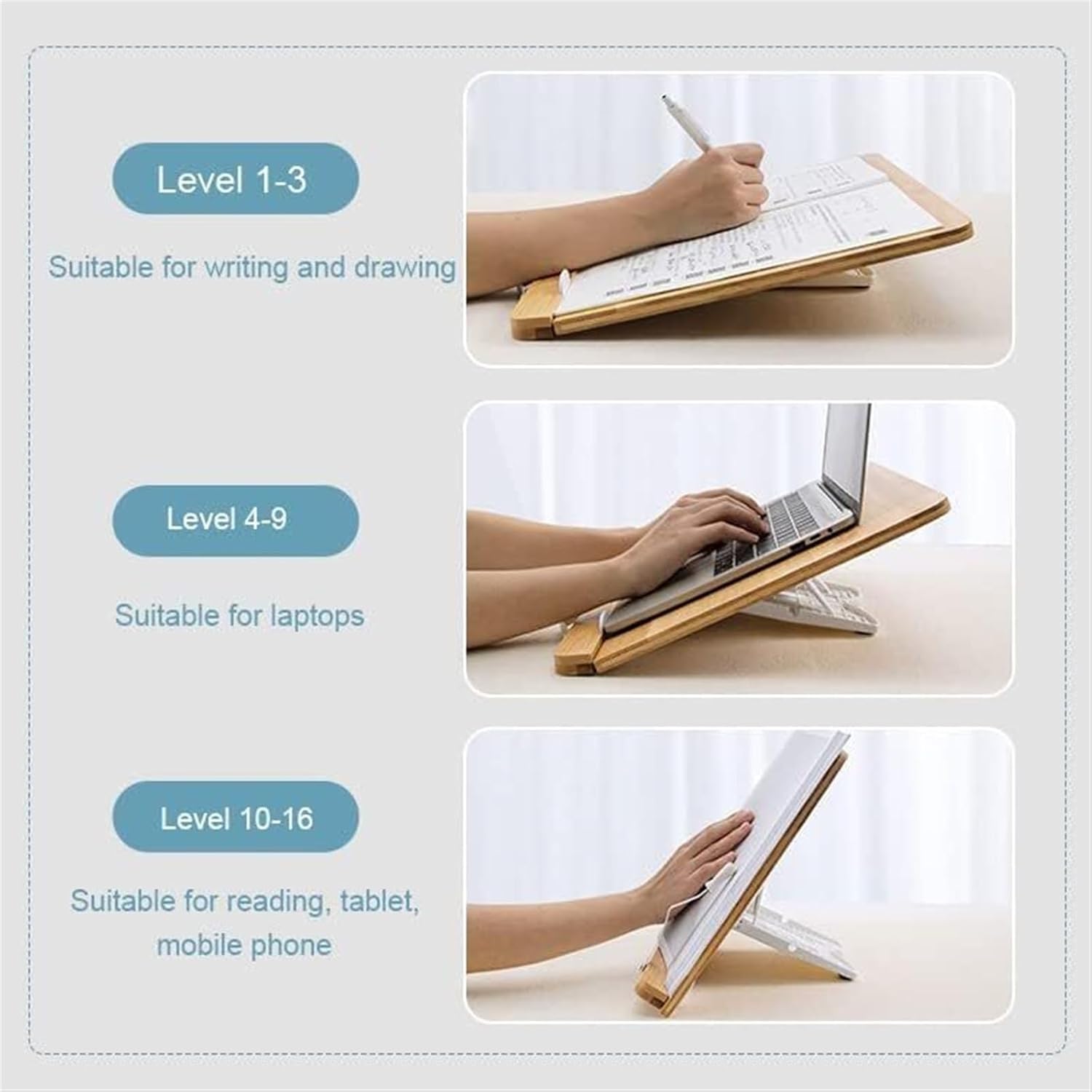 Adjustable Wood Book Stand for Reading and Cooking