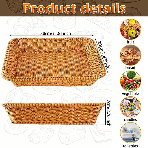 Tioncy 10 Pcs Poly Wicker Bread Serving Baskets 1