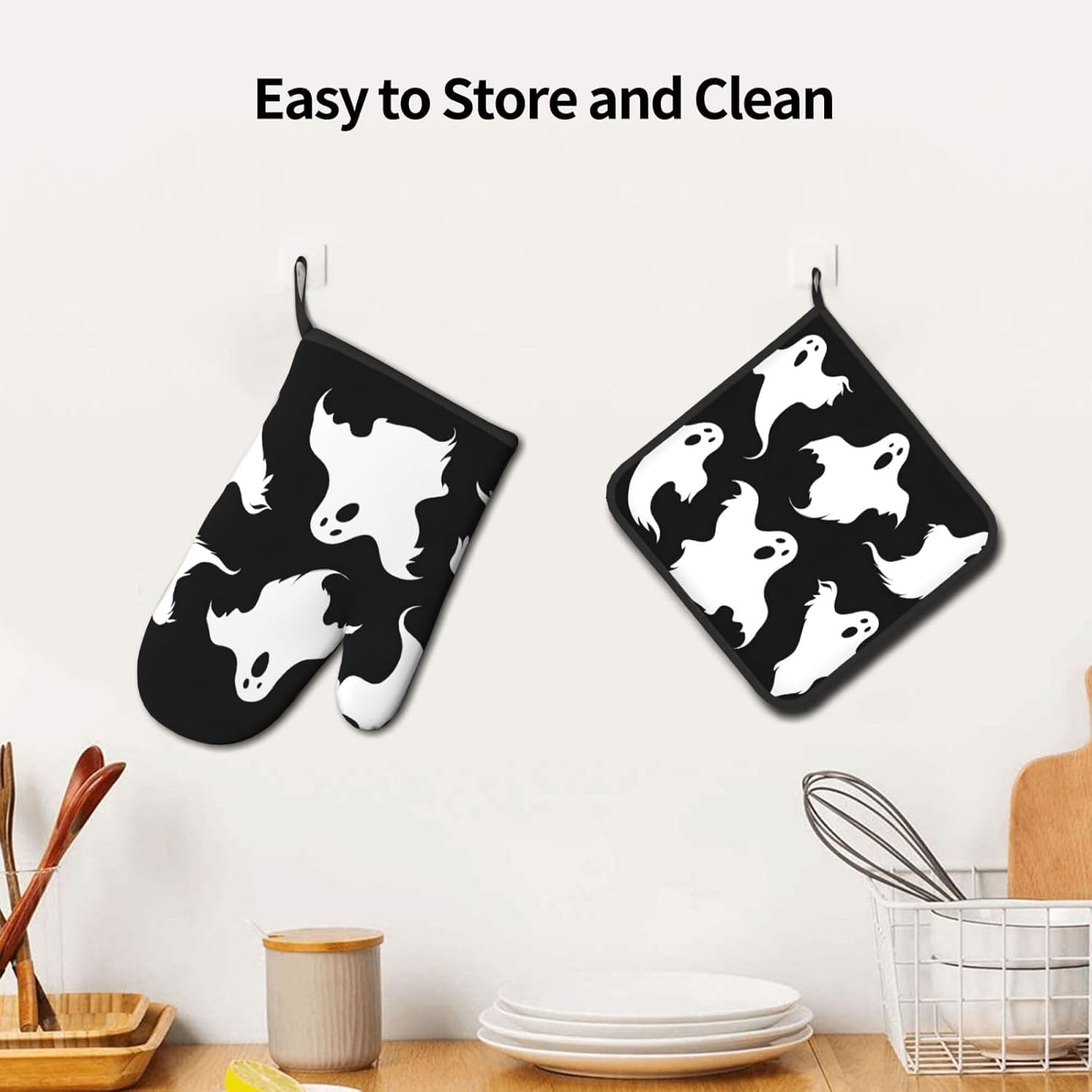 DCEHGEW Halloween Goth Oven Mitts Pot Holders Set