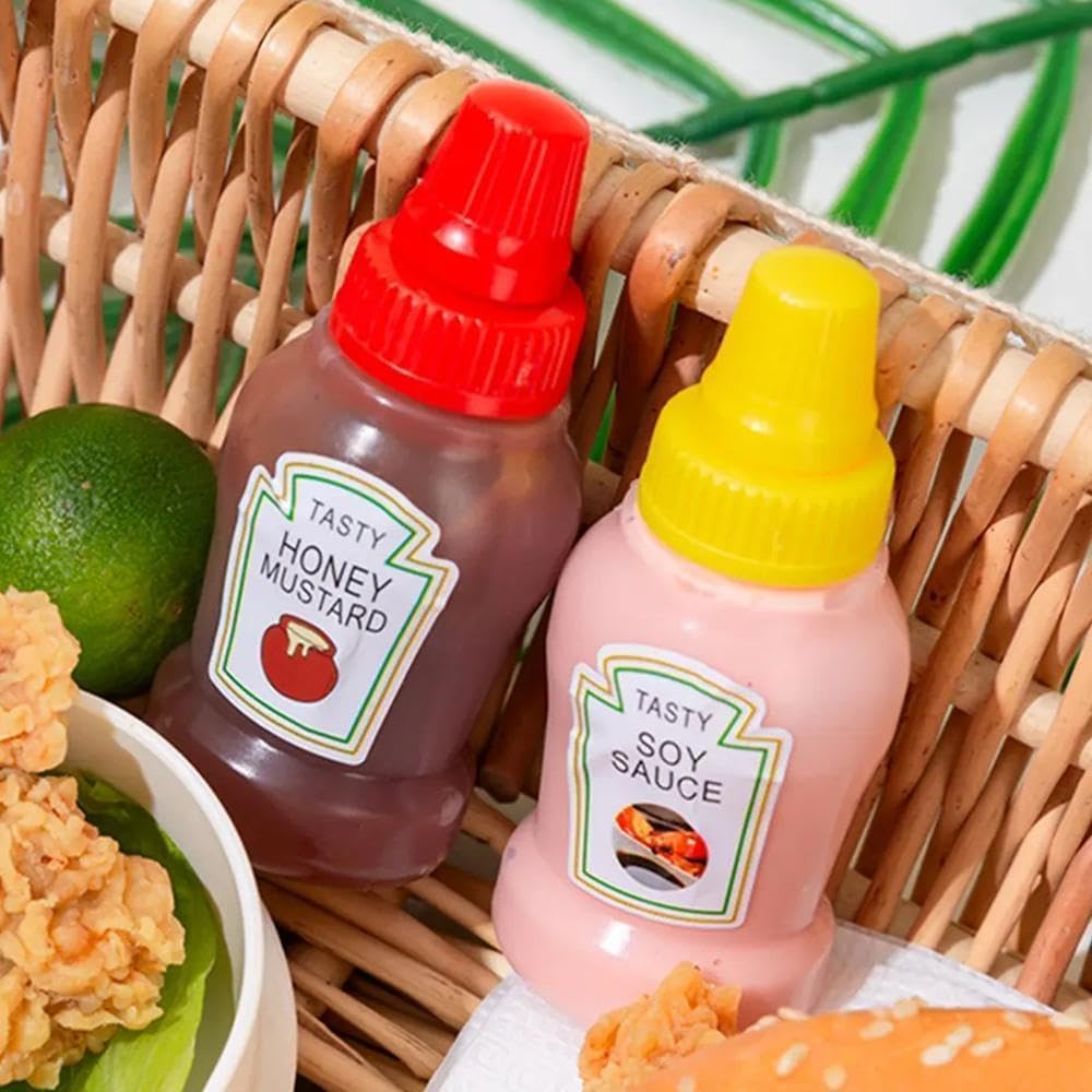Sluswallow 4Pcs Mini Ketchup Bottles for Bento Box
