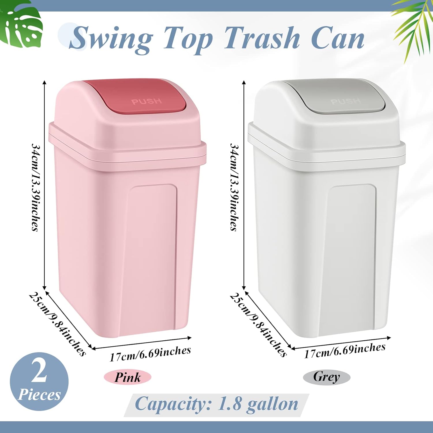 Sumind 2 Pcs Bathroom Trash Can with Swing Lid 1