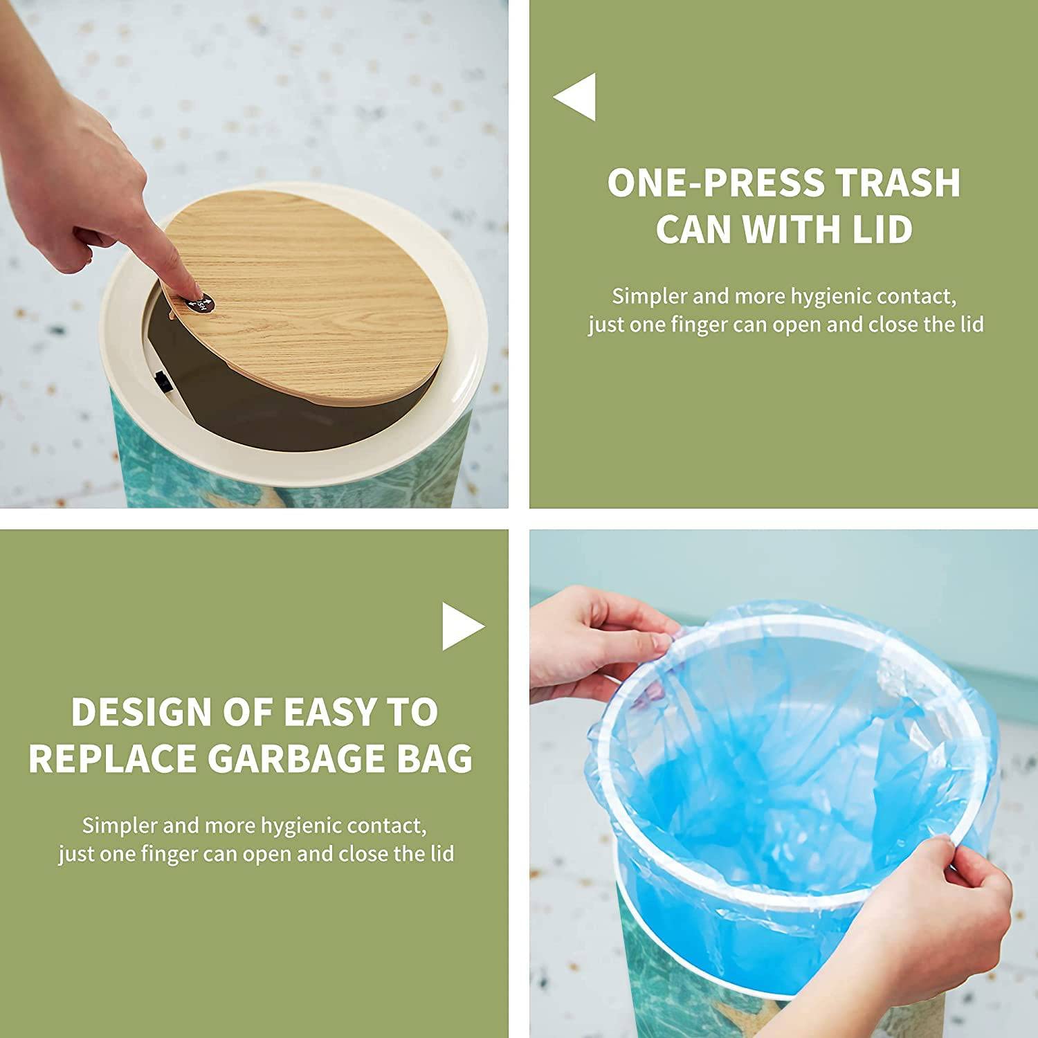 Cute Decorative Trash Can with Lid for Home Office