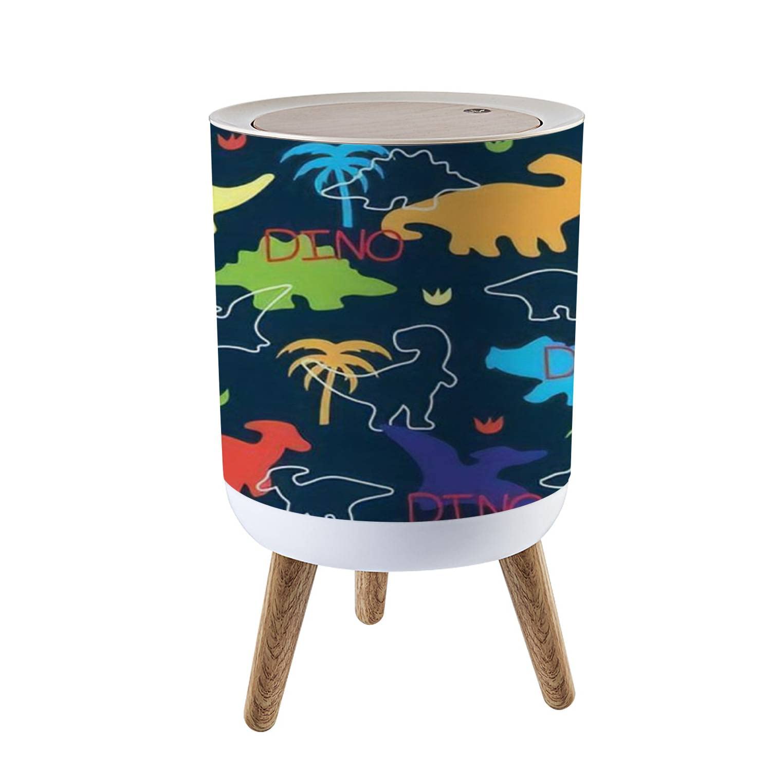 KCDCYCZEAL Small Trash Can with Dinosaur Lid 7L