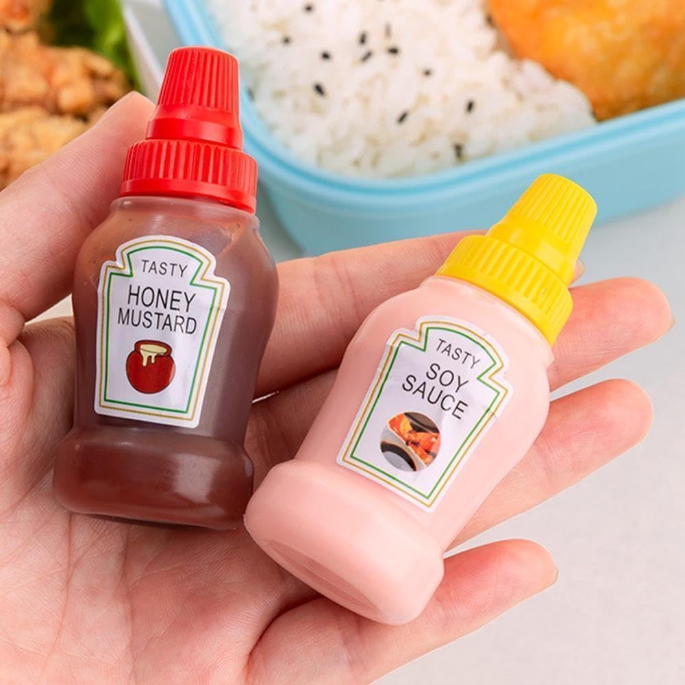 Sluswallow 4Pcs Mini Ketchup Bottles for Bento Box
