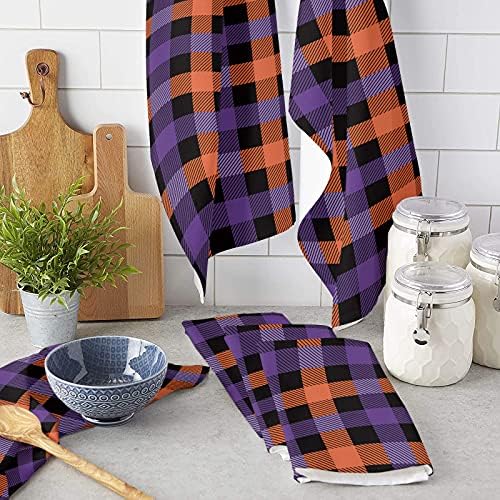 Funnywall88 Halloween Buffalo Plaid Dish Towels Set of 1