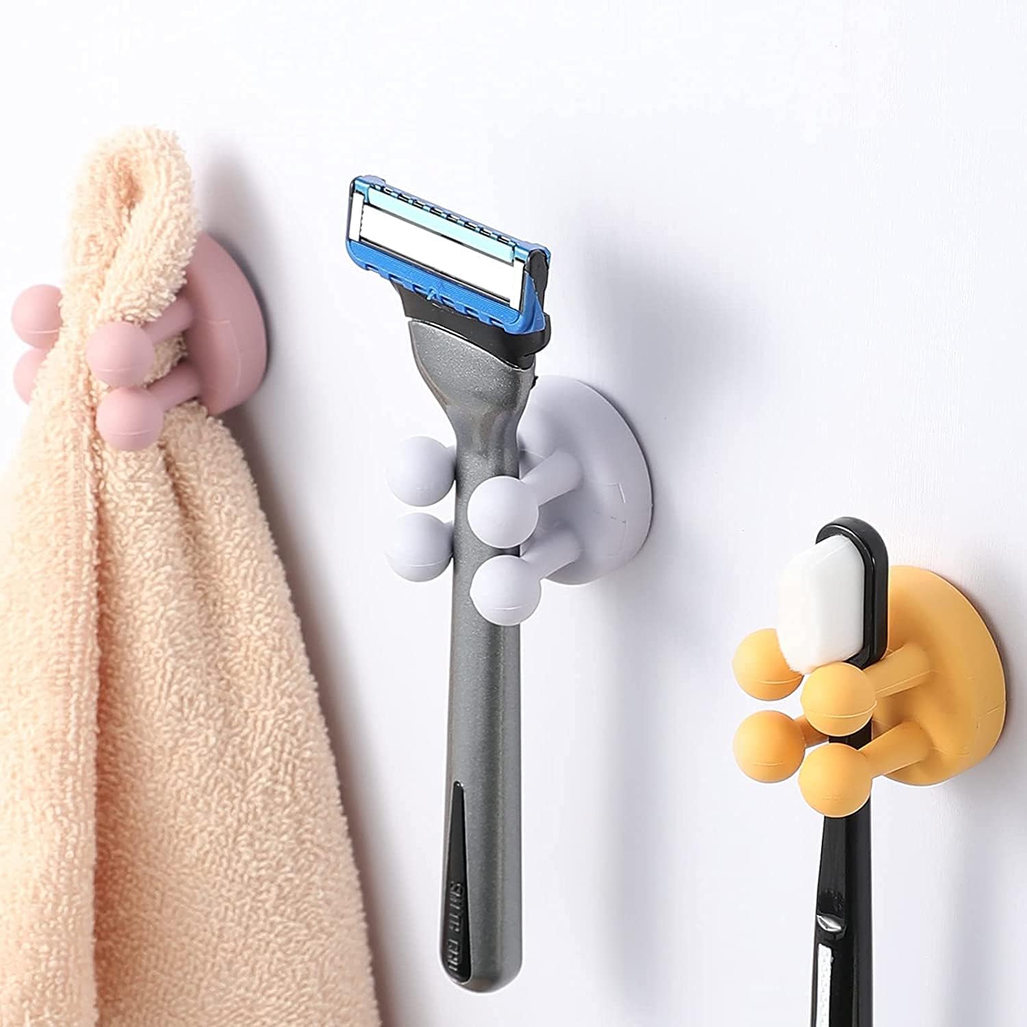Defrko 6Pcs Silicone Wall Hooks - Multi-Function Organizer for Bathroom Kitchen Office