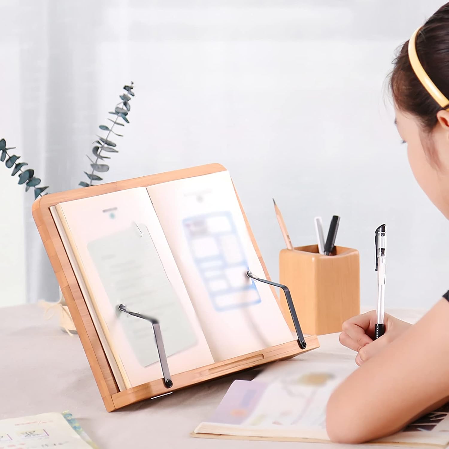 Yuidaaavzz Adjustable Book Stand for Kitchen and Office 1