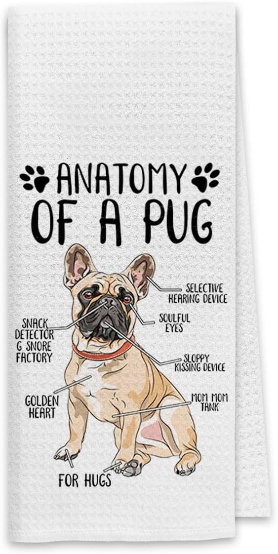 Dibor Funny Pug Kitchen Dish Towels Set