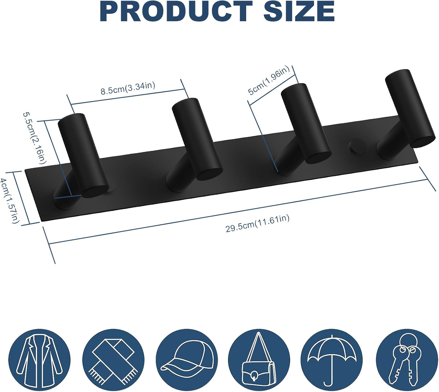 VAEHOLD 2PACK Black Hat and Coat Wall Mount Rack