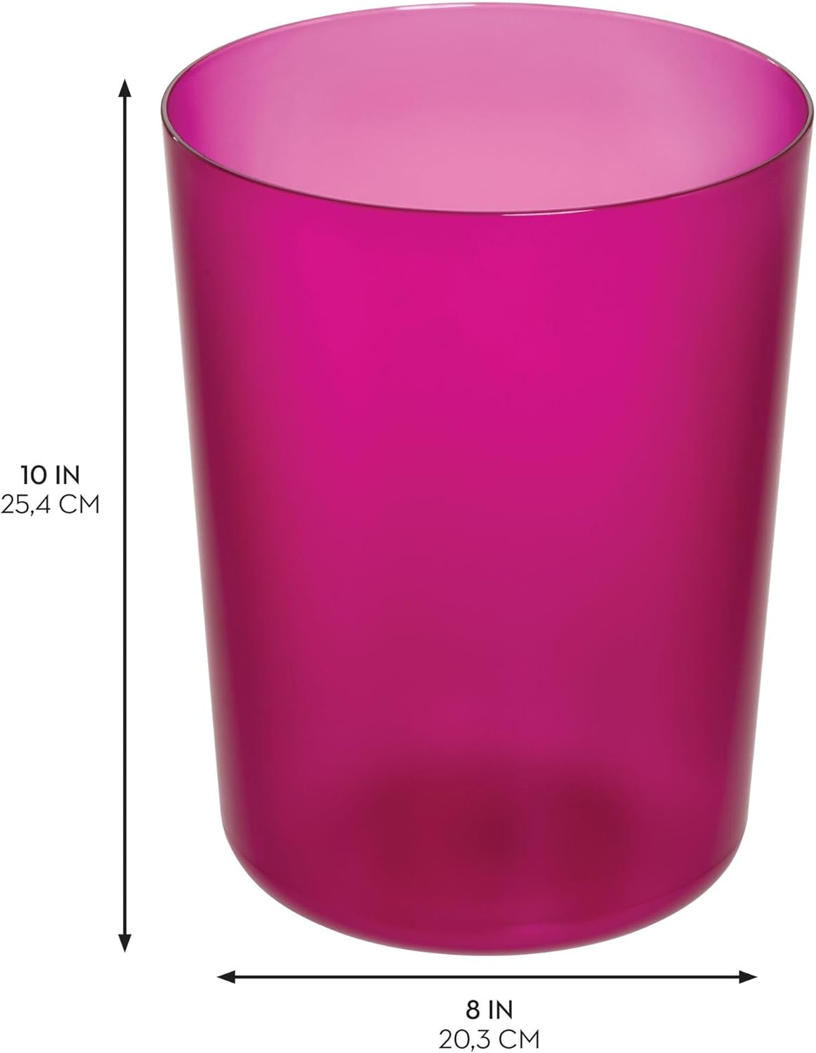 iDesign Small Round Plastic Trash Can Set of 2 - Magenta Pink