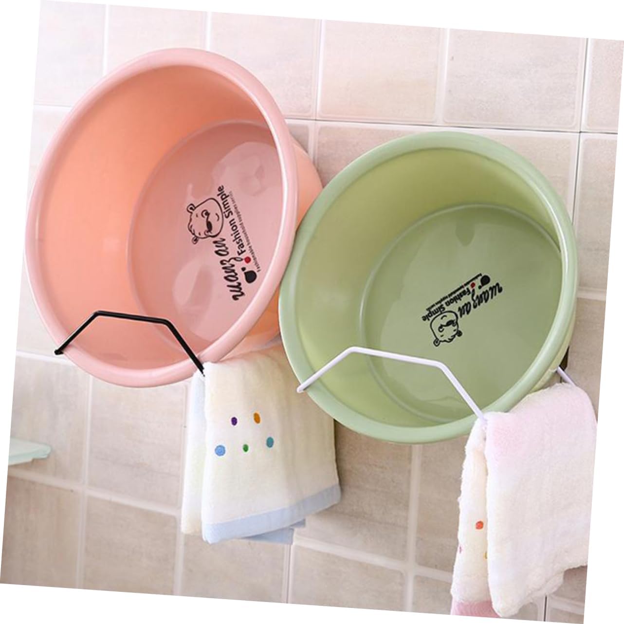 Outanaya Bathtub Hooks Organizer Strong Towel Holder Elegant Black Design