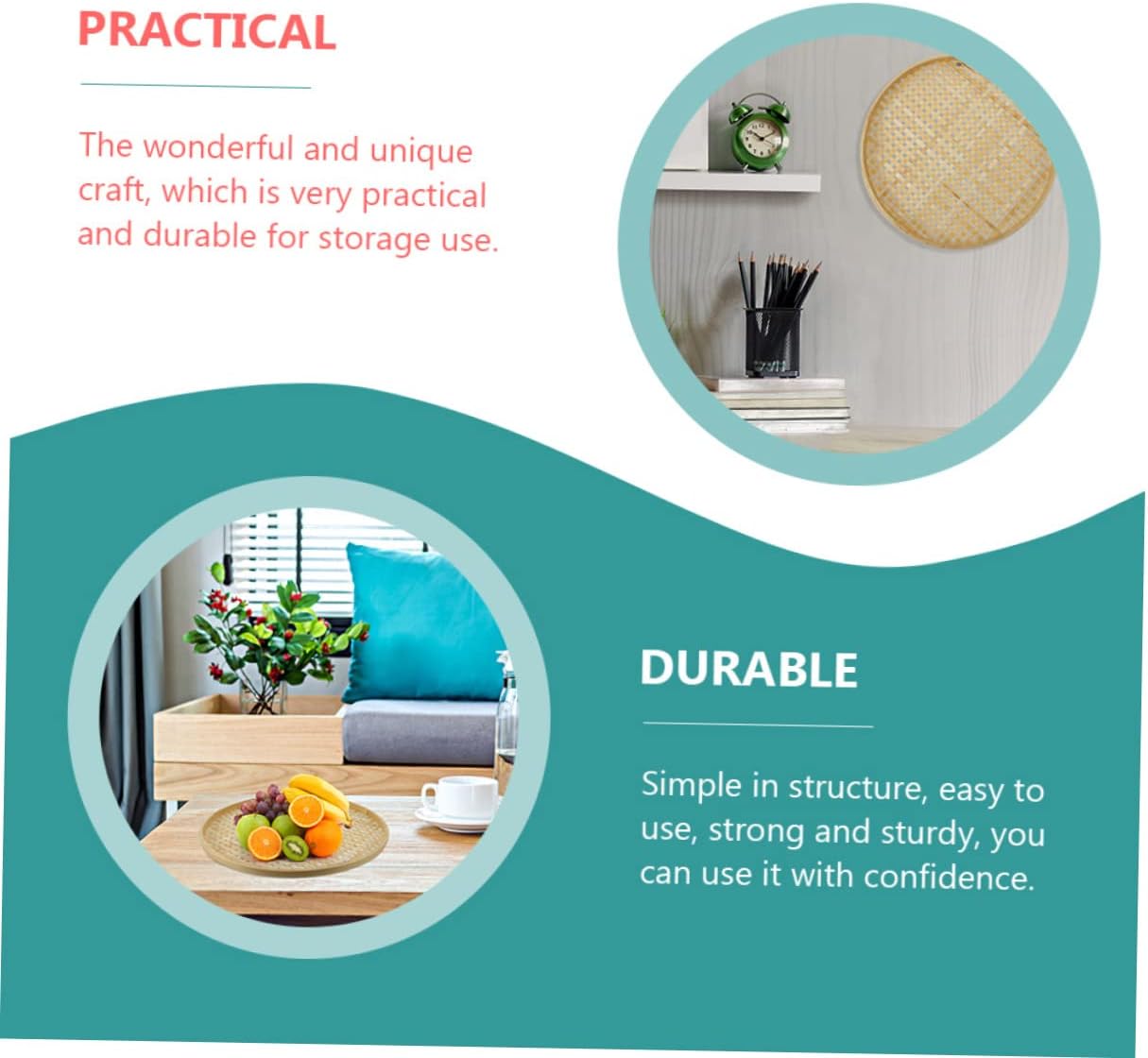 BEBEMOKO Bamboo Sieve Colander Storage Basket
